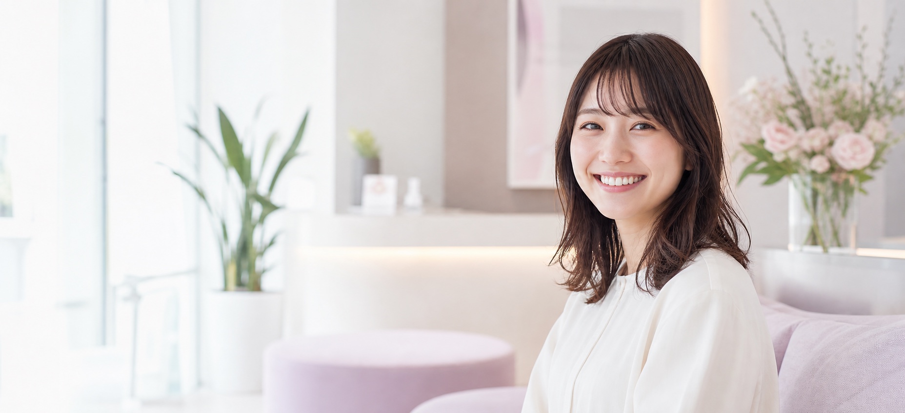 明るい笑顔の女性